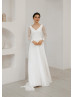 Ivory Chiffon Polka Dot Tulle Modern Wedding Dress